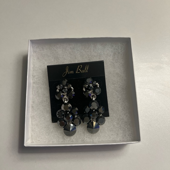 Jim Ball Black Pageant Earrings - Picture 1 of 4